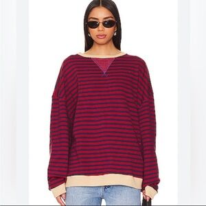 Free People Classic Striped Oversized Crewneck NWT